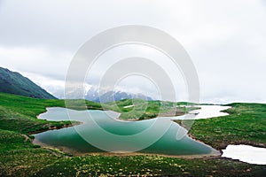 Koruldi lake Caucasus mountains on summer time