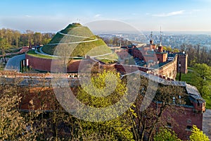 Kosciuszko Mound in Krakow, Poland, in sunrise light