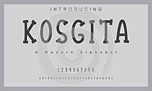Kosgita font. Elegant alphabet letters font and number.