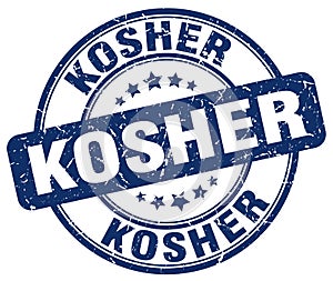 Kosher blue grunge round vintage stamp