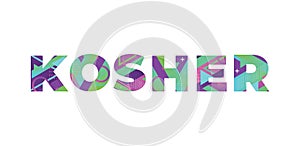 Kosher Concept Retro Colorful Word Art Illustration photo