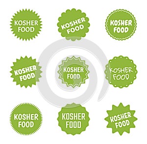 Kosher food icon set, jewish healthy food labels