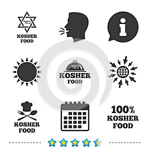 Kosher food product icons. Natural meal symbol.