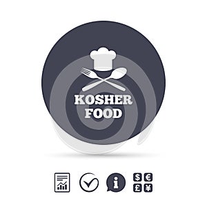 Kosher food product sign icon. Natural food.