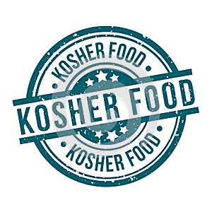 Kosher food round blue grunge stamp badge