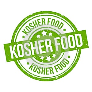 Kosher food round green grunge stamp badge