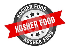 kosher food sign. kosher food round ribbon sticker. kosher food