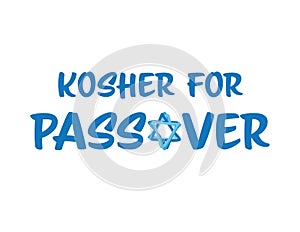 Kosher for passover Blue vector symbol with star of David on White background