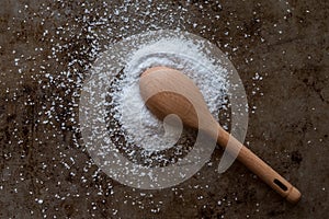 Kosher Salt Spilled from a Teaspoon