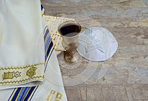 Kosher wine cup a matzah flatbread bread essential for passover Jewish Pesach attributes