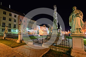 Kosice Plague Column in night