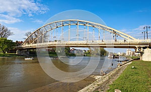 Kossuth Bridge over Moson - Danube river in Gyor, Hungary
