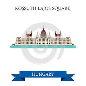 Kossuth Lajos Square Budapest Hungary flat vector attraction