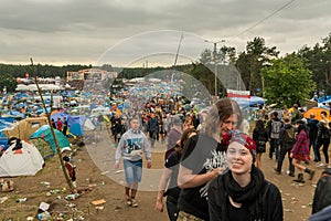 Kostrzyn nad OdrÃâ¦, Poland - July 15, 2016: tents, people and the main stage at the Przystanek Woodstock music festival PolAndRock