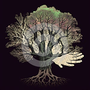 kosystem Baum auf einer Hand generative