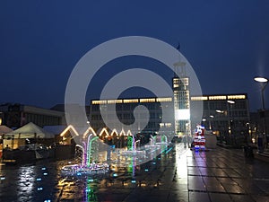 Koszalin, Poland, December 2018 City Square illumination