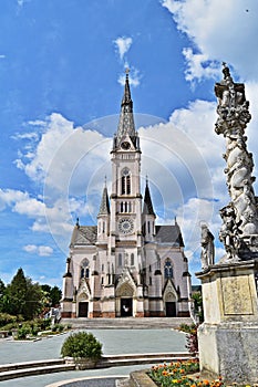 Koszeg church on a spring day, vertical