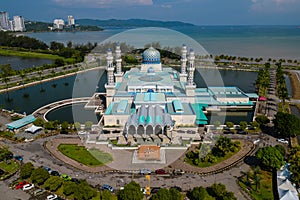 Kota Kinabalu City Mosque, the floating mosque in Sabah, Malaysia