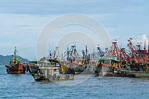 Fisherman boats anchored at Kota Kinabalu