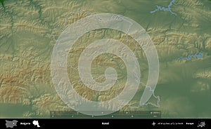 Kotel outlined, Bulgaria. Physical