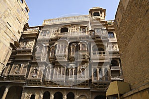 Kothari`s Patwon ki Haveli, road side facade, Jaisalmer, Rajasthan, India