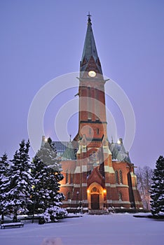Kotka Cathedral at twilight