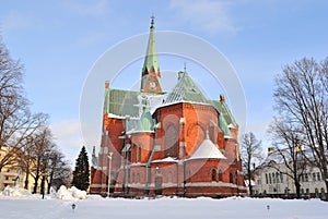 Kotka, Finland. Lutheran Cathedral in winter