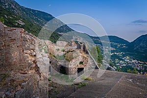 Kotor ancient monastery in the mountains ruins