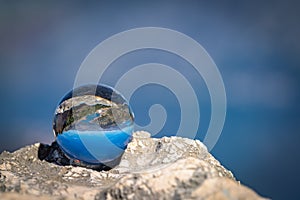 Kotor Bay landscape in a crystal ball