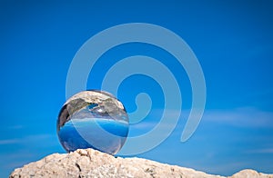 Kotor Bay landscape in a crystal ball