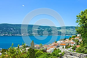 Kotor bay, Montenegro. Panoramic view on town