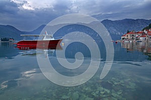 Kotor bay and Perast in Montenegro - blue hour photo