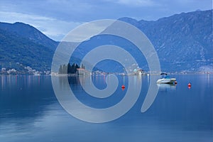 Kotor bay and Perast in Montenegro - blue hour photo