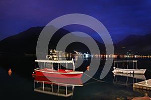 Kotor bay near Perast in Montenegro - night picture photo