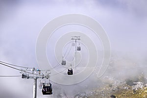 Kotor Cable cars over a rocky mountain