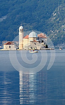 Kotor fjord. Small island church. Montenegro