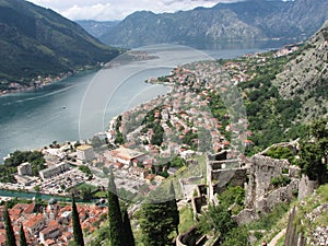 Kotor town and bay of Boka Kotorska  Montenegro