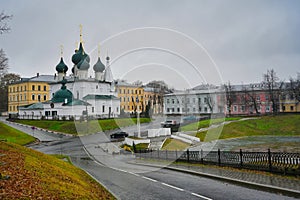 Kotorosl River embankment street architecture in the Yaroslavl old town