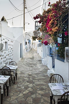 Koufonisia, small, white, cyclades, greek, island, stone, greece, street, building, blue, summer, background, traditional, travel,