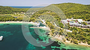 Koukounaries Beach in Skiathos, aerial view