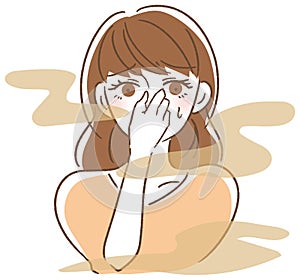 Bad breath woman illustration vector