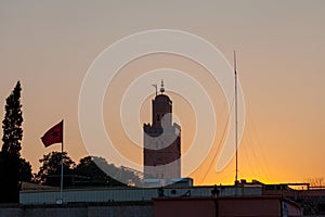 The Koutoubia Mosque in Marrakesh at sunset photo