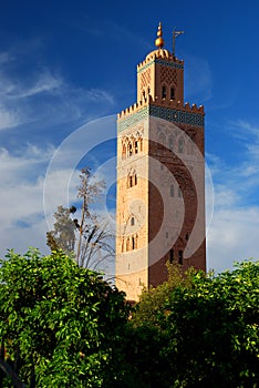 Koutoubia Mosque minaret. Marrakech, Morocco