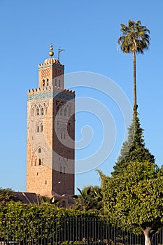 Koutoubia Mosque minaret tower, Marrakesh, Morocco