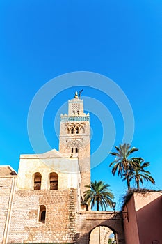 Koutubia mosque in Marakech. One of most popular landmarks of Morocco