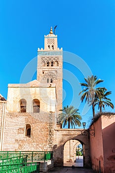 Koutubia mosque in Marakech. One of most popular landmarks of Morocco