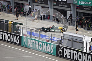 Kovalainen exits pitlane at Malaysian F1