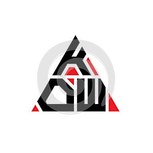 KOW triangle letter logo design with triangle shape. KOW triangle logo design monogram. KOW triangle vector logo template with red