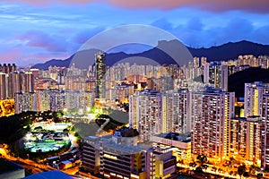 Kowloon area in Hong Kong at night