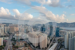 Kowloon Bay Aerial view of Hong Kong city 12 March 2022